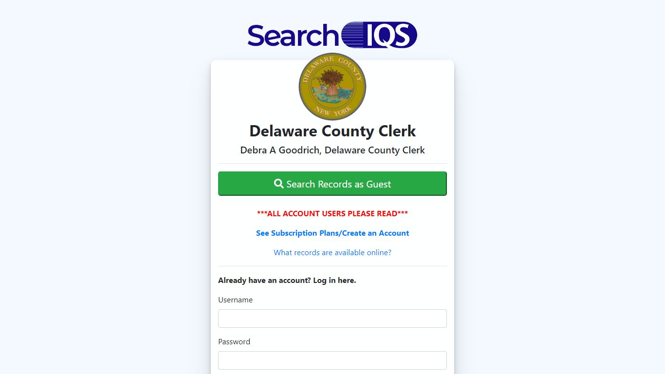 Delaware County Clerk - SearchIQS